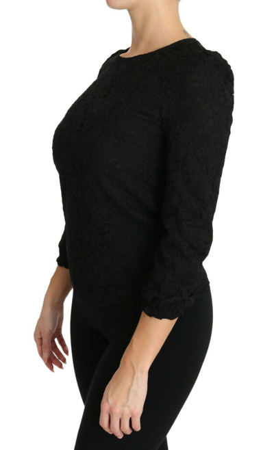 Pre-owned Dolce & Gabbana Blouse Black Floral Lace Zipper Top It36 / Us2 / Xs Rrp $800