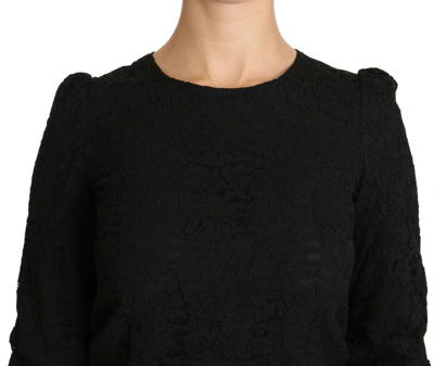Pre-owned Dolce & Gabbana Blouse Black Floral Lace Zipper Top It36 / Us2 / Xs Rrp $800