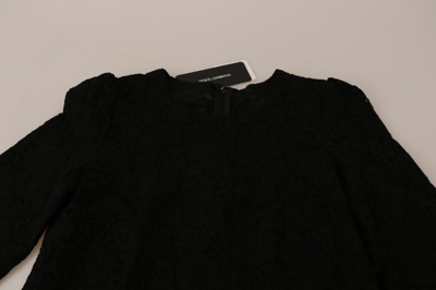 Pre-owned Dolce & Gabbana Blouse Black Floral Lace Zipper Top It36 / Us2 / Xs Rrp $800