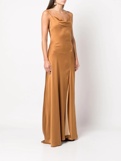 Shop Jonathan Simkhai Finley Cowl-neck Gown In Gold