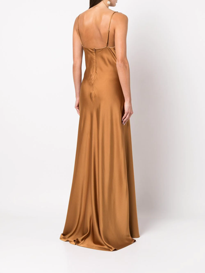 Shop Jonathan Simkhai Finley Cowl-neck Gown In Gold