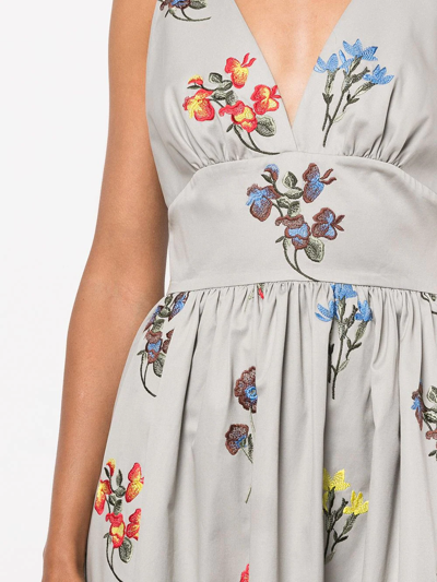 Shop Silvia Tcherassi Dorotea Floral-embroidered Dress In Multicolour