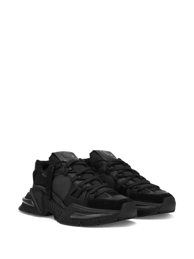 Dolce & Gabbana Black Mixed-material Airmaster Sneakers In Black