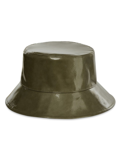 Shop Eric Javits Women's Patti Patent Bucket Hat In Olive