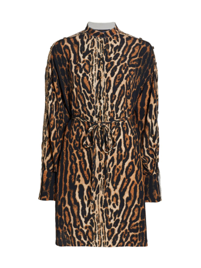 Shop Proenza Schouler Women's Leopard-print Crepe De Chine Shirt In Brown Multi