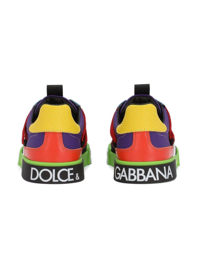Dolce & Gabbana Calfskin Portofino Custom Sneakers In Blue