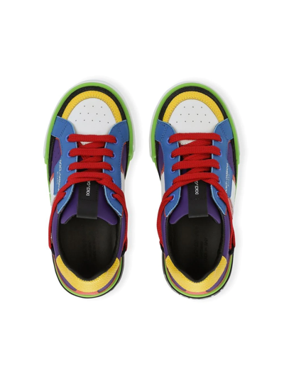 Dolce & Gabbana Calfskin Portofino Custom Sneakers In Blue