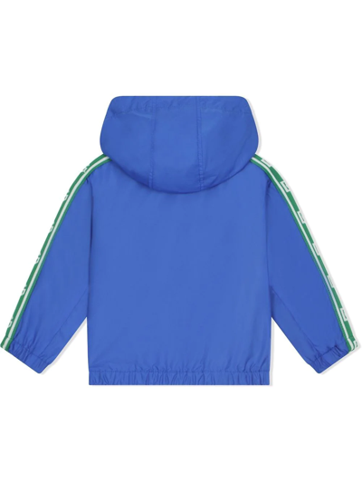 Shop Dolce & Gabbana Logo-tape Hooded Jacket In Blue