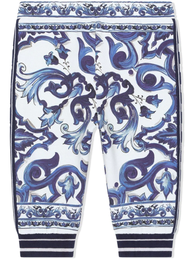 Shop Dolce & Gabbana Majolica-print Track Pants In White