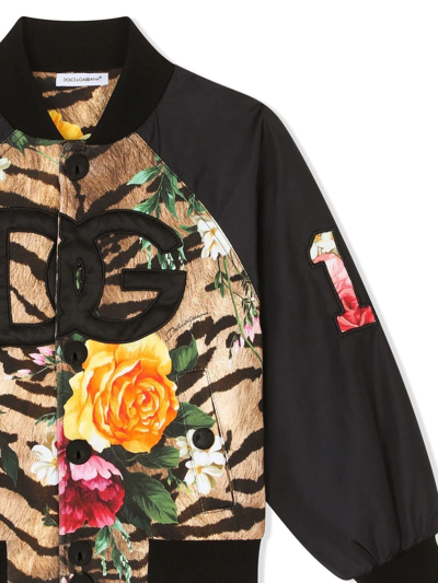 Shop Dolce & Gabbana Logo-embroidered Tiger-print Bomber In Black