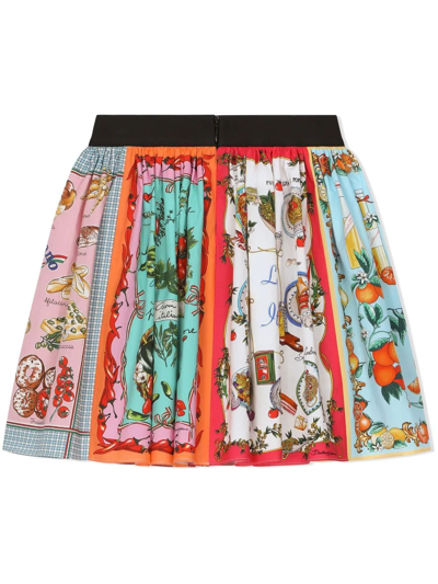 Dolce & Gabbana Kids Multicoloured Graphic Print Skirt In Blue