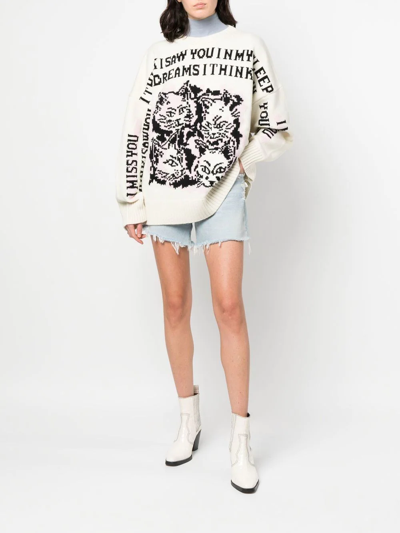 Philosophy Di Lorenzo Serafini Graphic-print Knitted Sweater In Neutrals