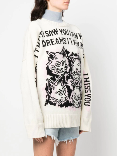 Philosophy Di Lorenzo Serafini Graphic-print Knitted Sweater In Neutrals