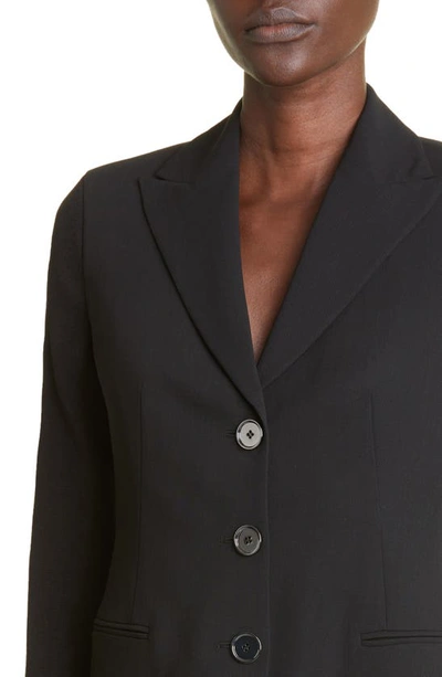 Shop Akris Ludlow Knit Sleeve Wool Blend Blazer In Black