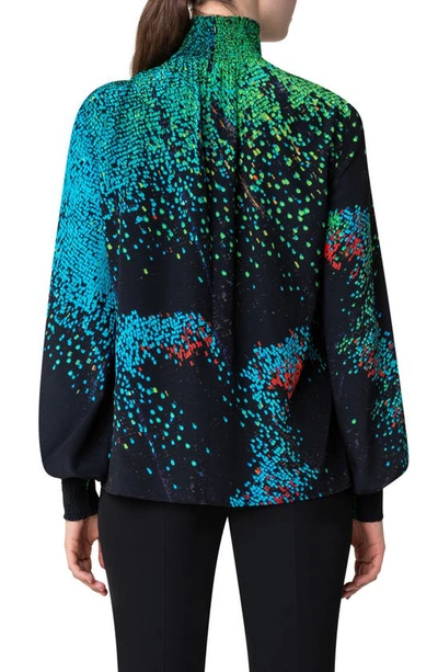 Shop Akris Punto Butterfly Print Silk Blouse In Black-multicolor