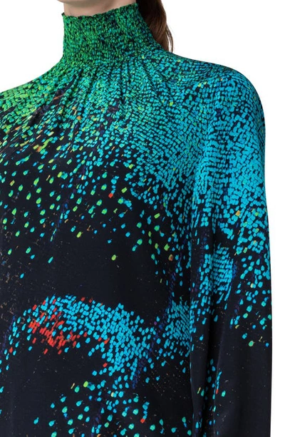 Shop Akris Punto Butterfly Print Silk Blouse In Black-multicolor