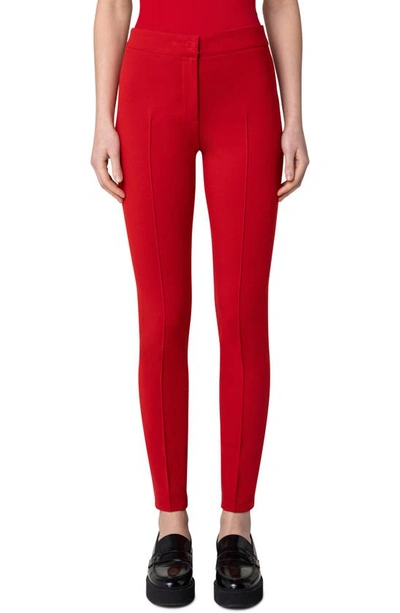 Shop Akris Punto Mara Slim Fit Jersey Ankle Pants In Red