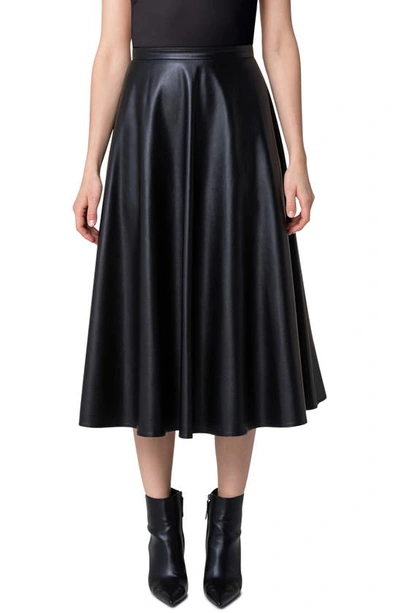 Shop Akris Punto Faux Leather Circle Midi Skirt In Black