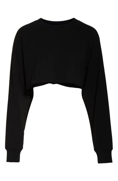 Shop Alo Yoga Double Take Crop Sweatshirt In Black