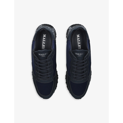 Shop Mallet Popham Logo Leather And Neoprene Trainers In Navy