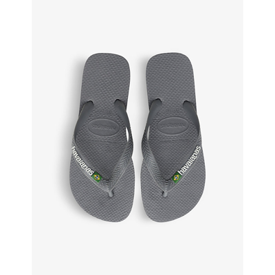 Shop Havaianas Women's Grey Brazil Logo-embossed Rubber Flip Flops