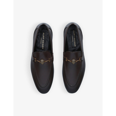 Kurt Geiger Ali Eagle Head Embellished Leather Loafers In Brown