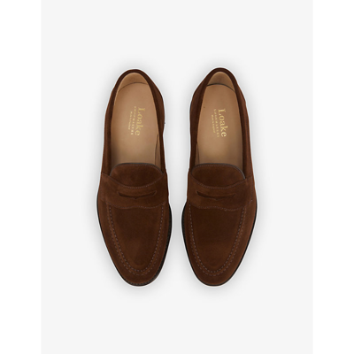 Shop Loake Men's Brown Imperial Strap Suede-texture Leather Loafers