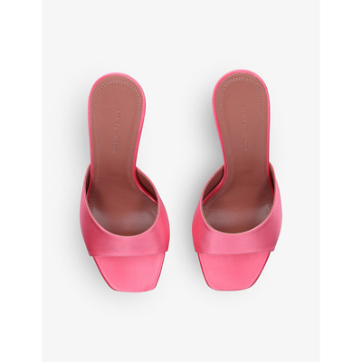 Shop Amina Muaddi Women's Pink Dalida Leather Heeled Platform Sandals