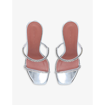 Amina Muaddi Womens Gilda Crystal-embellished Leather Heeled Mules Other Eur 36 / 3 Uk In Multi-coloured