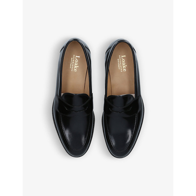 Shop Loake Black Imperial Strap Leather Loafers