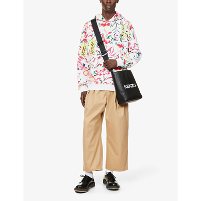 Shop Kenzo Floral-print Cotton-jersey Hoody In Multicolor