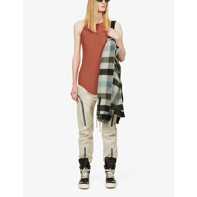 Shop Rick Owens Basic Ribbed-texture Regular-fit Woven Tank Top In Orange