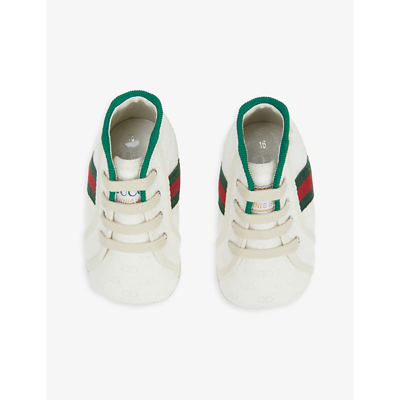 Shop Gucci New Tennis Logo-print Canvas Trainers 0-1 Year In White/comb
