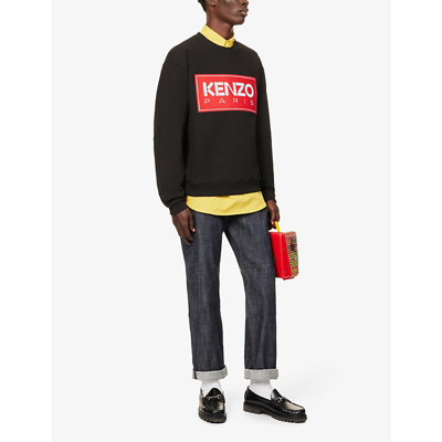 Shop Kenzo Logo-print Stretch-cotton Sweatshirt In Black