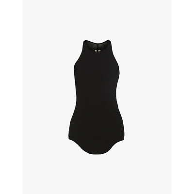 Shop Rick Owens Women's Black Basic Ribbed-texture Regular-fit Woven Tank Top