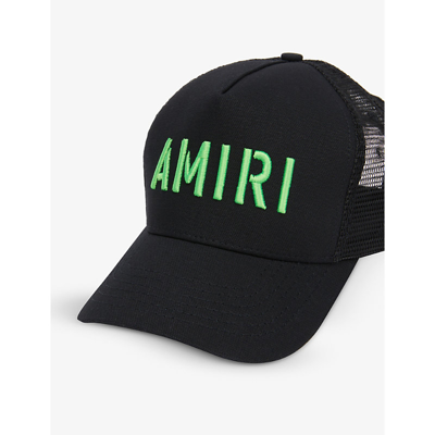 Shop Amiri Arts Logo-embroidered Cotton-blend Baseball Cap In Black/lime