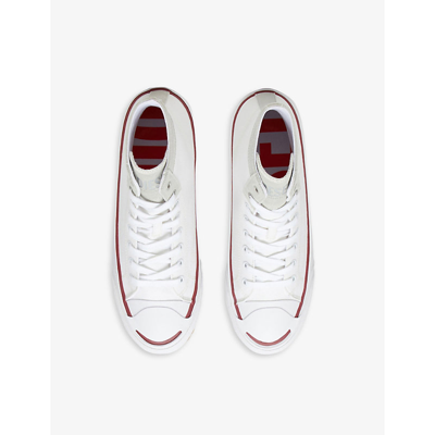 Shop Diesel S-principia Cotton And Leather Mid-top Trainers In White