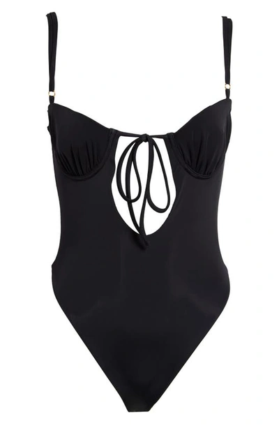 House Of Cb Cannes Cutout Underwire One-piece Swimsuit In Black