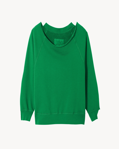 Shop Nili Lotan Luka Scoop Neck Sweatshirt In Malachite Green