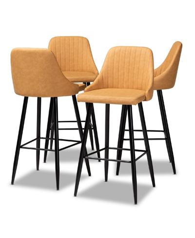 Shop Baxton Studio Walter Mid-century Contemporary Faux Leather Upholstered And Metal 4 Piece Bar Stool Set