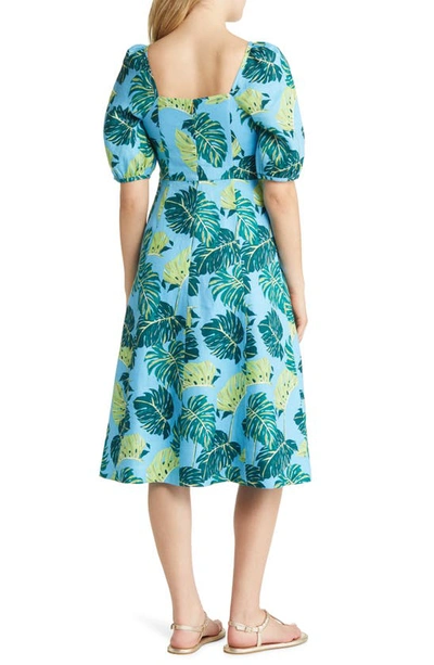 Draper James June Floral Linen Midi Dress In Blue Multi