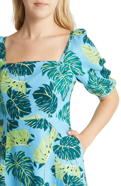 Draper James June Floral Linen Midi Dress In Blue Multi