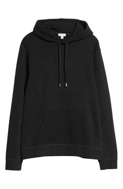 Shop Sunspel Cotton French Terry Hoodie In Black