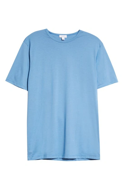 Shop Sunspel Crewneck Supima® Cotton T-shirt In Lake Blue