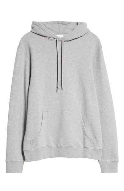 Sunspel Cotton French Terry Hoodie In Grey Melange
