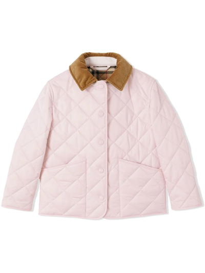 Shop Burberry Diamond-quilted Jacket In Pink