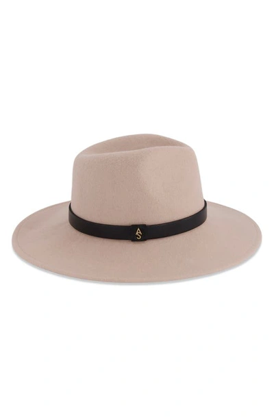 Allsaints Rivet Logo Fedora In Taupe Warm Bass