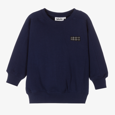 Shop Molo Boys Blue Cotton Sweatshirt