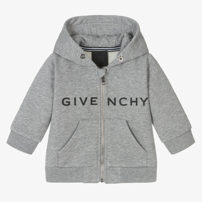 Shop Givenchy Boys Grey Logo Zip Up Hoodie