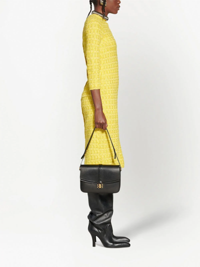 Shop Balenciaga Woven Midi Pencil Dress In Yellow